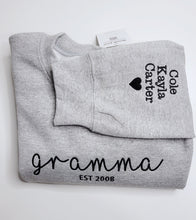 Load image into Gallery viewer, Custom Embroidered Sweater – Name with EST. Year & Names on Sleeve