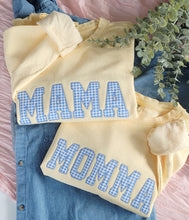 Load image into Gallery viewer, Custom Blue Gingham Applique Crewneck
