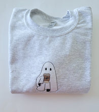 Load image into Gallery viewer, Cute Coffee Boo Crewneck - Embroidered Sweatshirt
