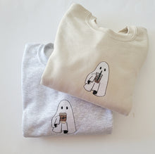 Load image into Gallery viewer, Cute Coffee Boo Crewneck - Embroidered Sweatshirt
