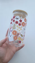 Load image into Gallery viewer, Fall Ghost Floral 16oz Glass Cup
