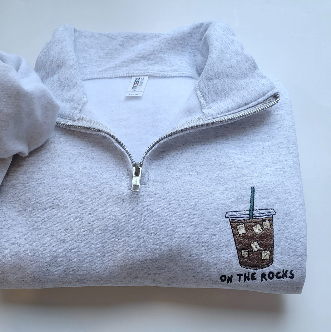 Iced Coffee Quarter zip - Embroidered