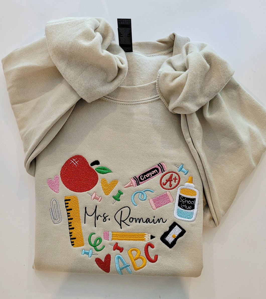 Custom Teacher Heart Sweatshirt