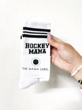 Load image into Gallery viewer, Hockey Mom Socks | Black &amp; White Athletic Crew Socks
