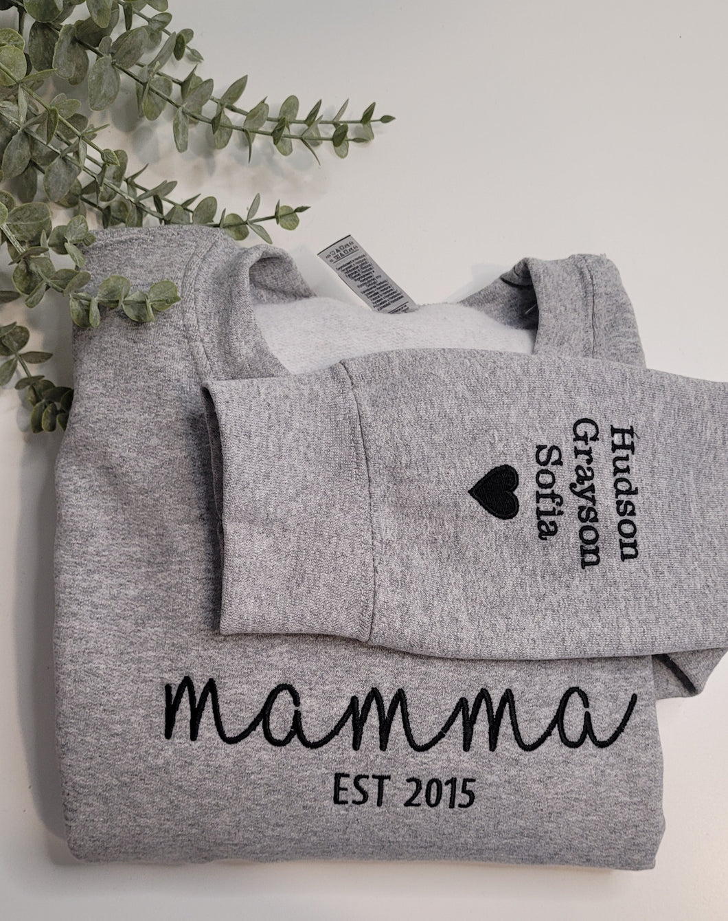Custom Embroidered Sweater – Name with EST. Year & Names on Sleeve