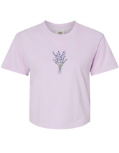 Load image into Gallery viewer, Lavender Cropped T-shirt - Embroidered (READY TO SHIP)

