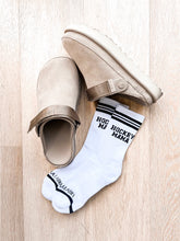Load image into Gallery viewer, Hockey Mom Socks | Black &amp; White Athletic Crew Socks
