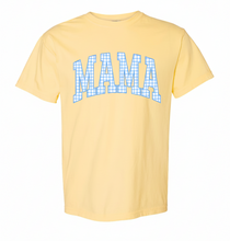 Load image into Gallery viewer, Blue Gingham MAMA T-shirt
